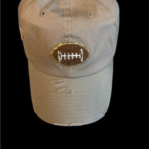 KBETHOS Tan Distressed Baseball Cap with Football Patch - Picture 1 of 6